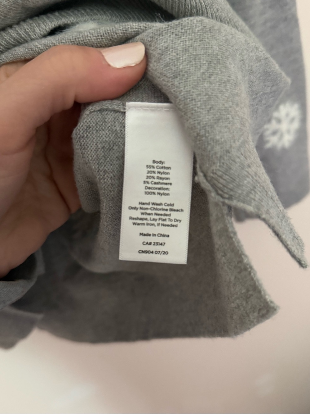 Talbots Gray Crewneck Sweater with White Snowflake Pattern - Picture 3 of 4